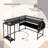 L-Shaped Gaming Desk w/ LED Lights & Power Outlets Monitor Stand Fabric Bag-524928283