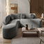 Canapé modulaire Basic, revêtement en tissu doux pour grand canapé, design courbé élégant avec trois coussins ronds-374235343