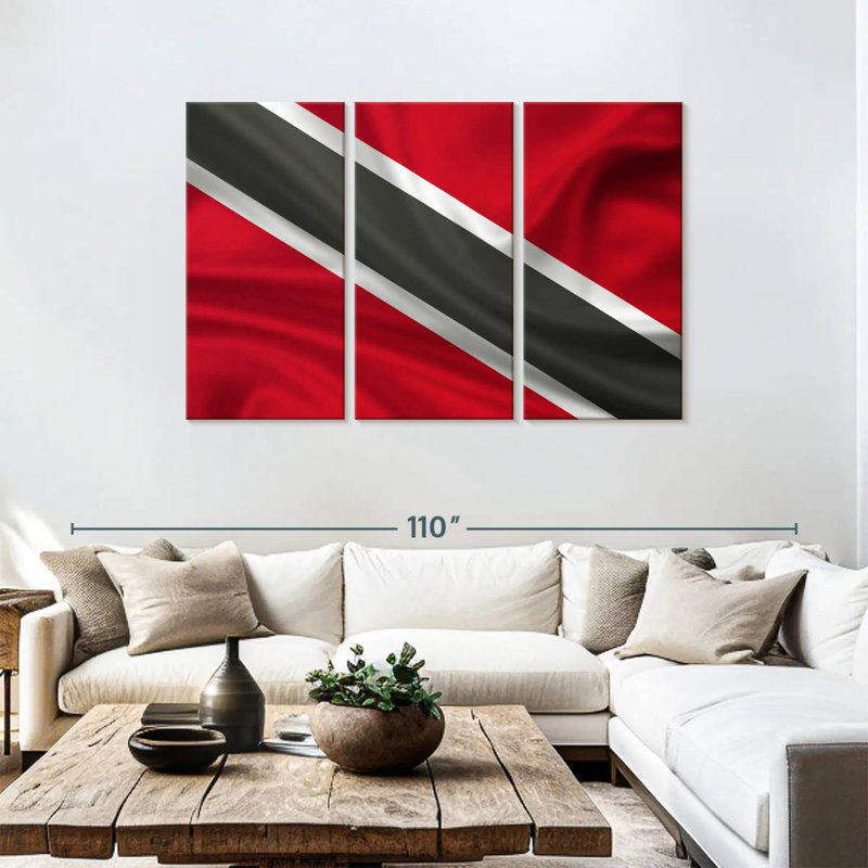Drapeau en soie de Trinité-et-Tobago, H 48 po x l 74 po