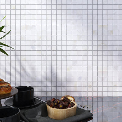 Mother of Pearl 11.75'' X 11.75'' Seashell Grid Mosaic Wall Tile 
