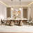 Modern 8/10/12 People Dining Room Set, Pre-Assembly Rectangular Dining Table, Sintered Stone Tabletop & Trestle Pedestal, Upholstered PU Leather Chairs-487453383-486993019-486990848