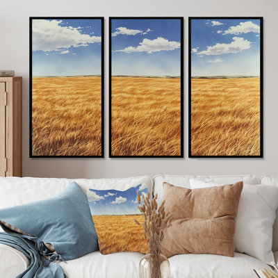 Meadow Golden Fields Of Corn I - Meadow Wall Art - 3 Panels