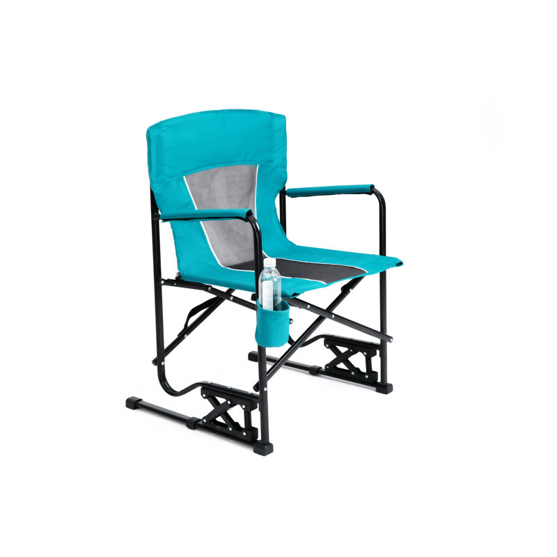 Chaise berçante pliante portative pour l'extérieur, Bleu / gris