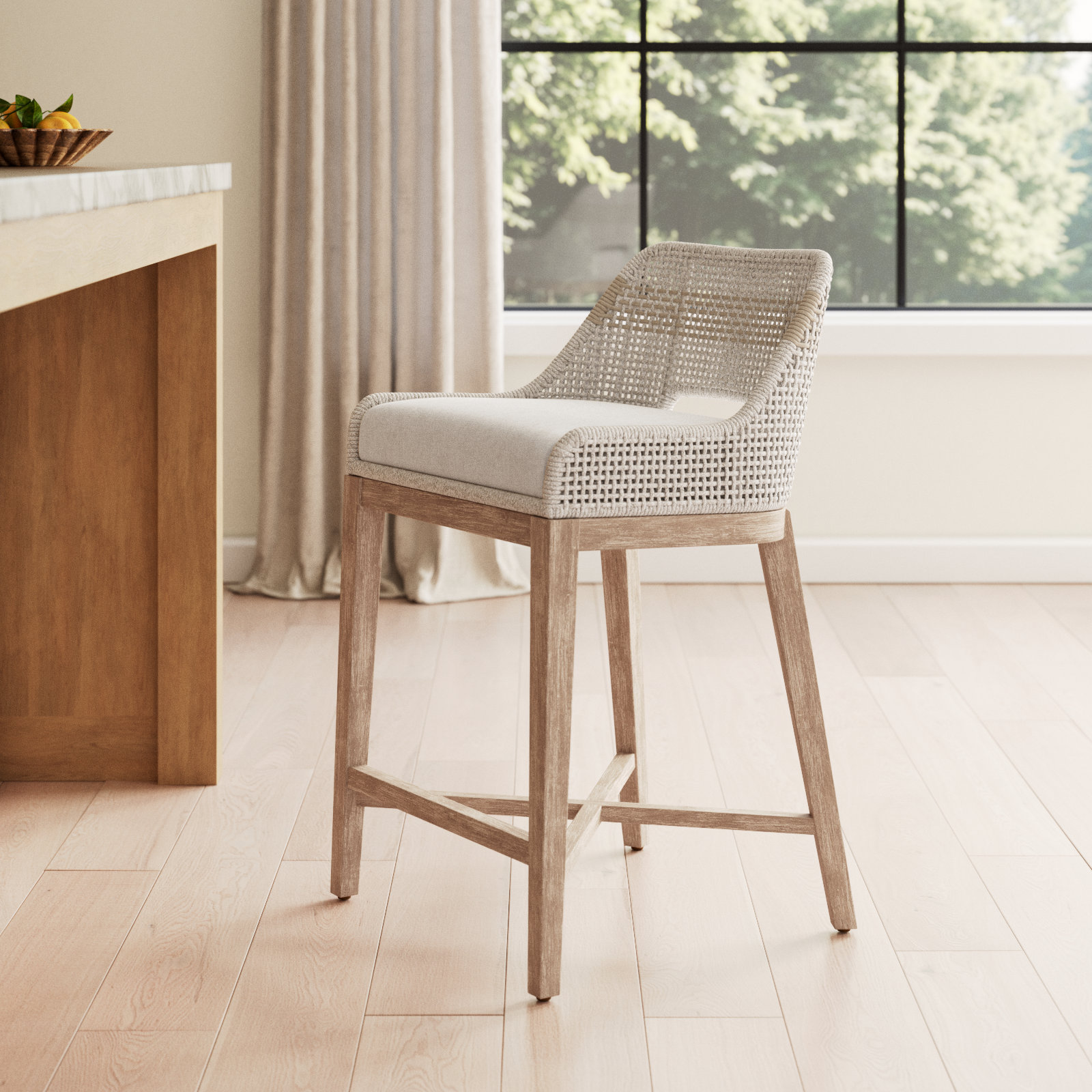 Bowker Bar & Counter Stool, Counter Stool (26" Seat Height), Taupe & White / Pumice