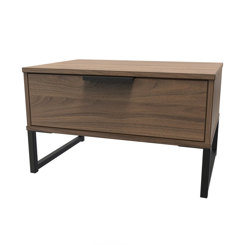 Turah 58cm W Manufactured Wood Bedside Table, Carini Walnut