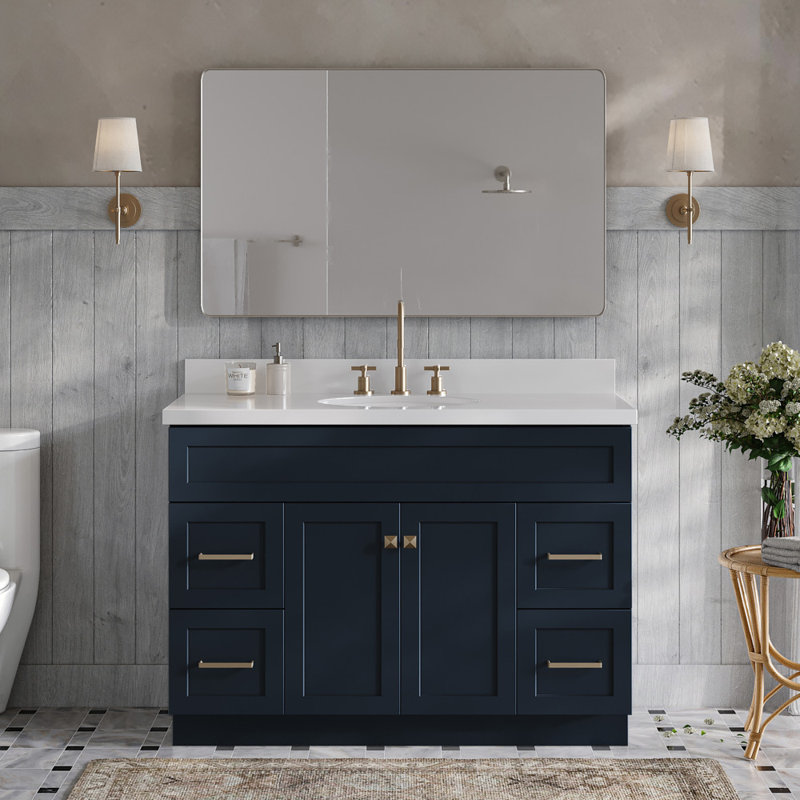 Base de meuble-lavabo simple 48 po Paulla seulement, Bleu minuit