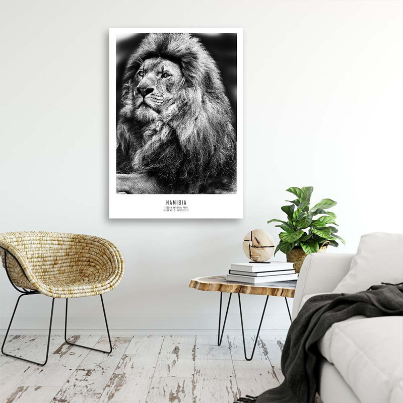 Lion Africa - No Frame Print on Canvas, 90cm H x 60cm W