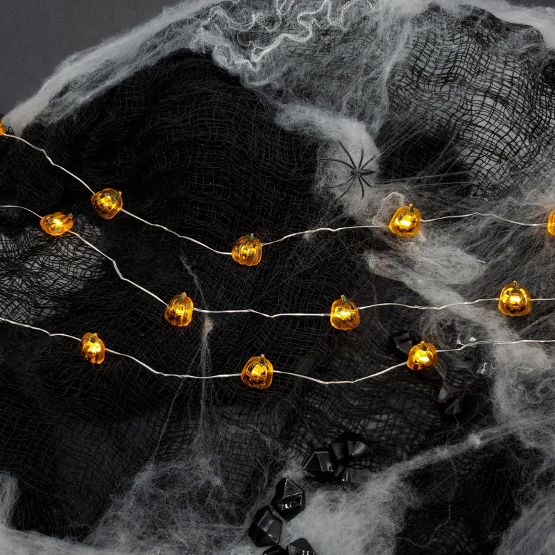 Battery Operated LED Mini String Lights with Jack O' Lanterns
