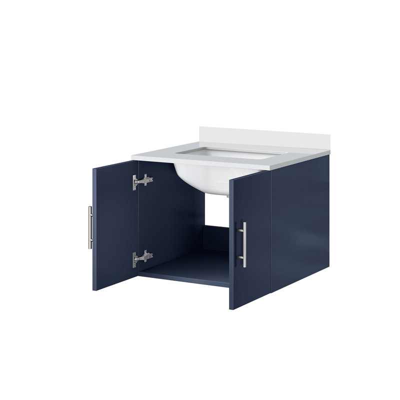 Meuble-lavabo compact avec plateau en marbre de culture, Marine, Marbre