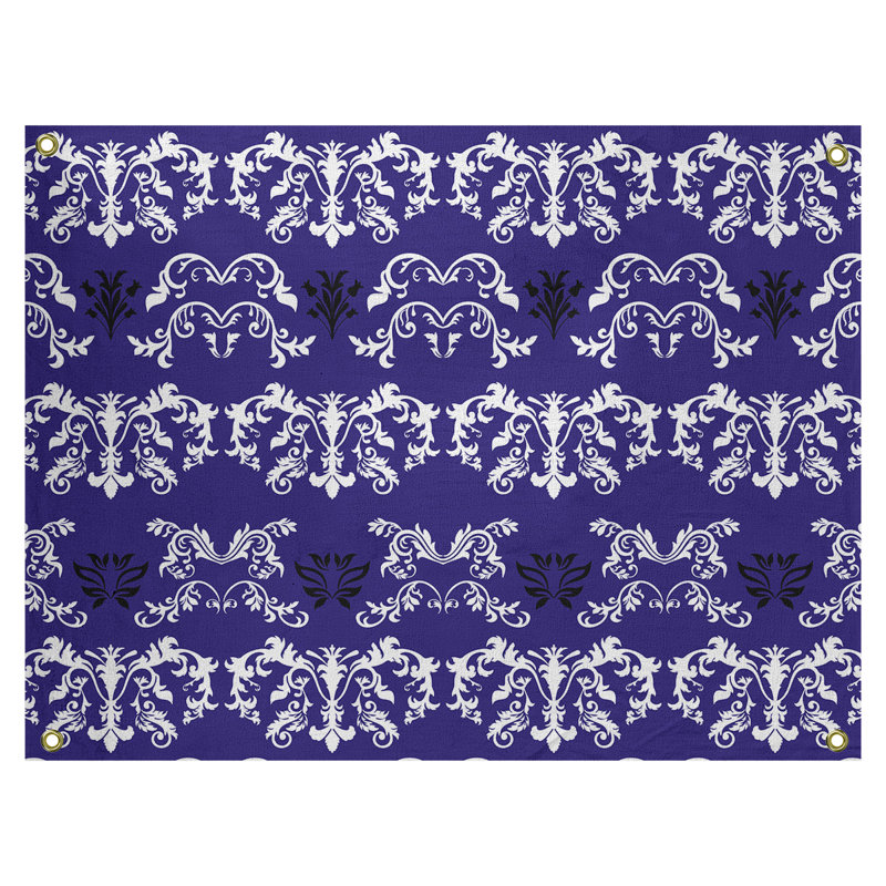 Tapisserie baroque polyester polyester Baltimore, H 50 po x l 59 po, Mauve / blanc / noir