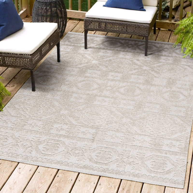 Tapis d'intérieur / extérieur beige Citta, Rectangulaire 8 pi x 10 pi