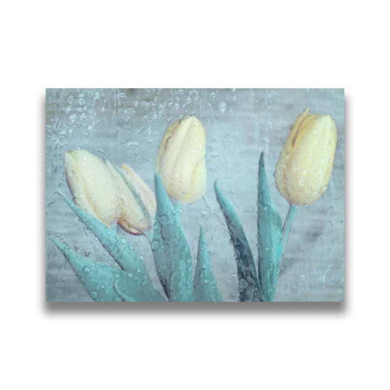 I Love Tulips in the Rain par Hal Halli. Impression sur papier - Montée et encadrée avec de l'acrylique transparent