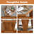 Hexagon Solid Wood Tempered Glass Coffee Table with Storage Shelf, Warm Natural