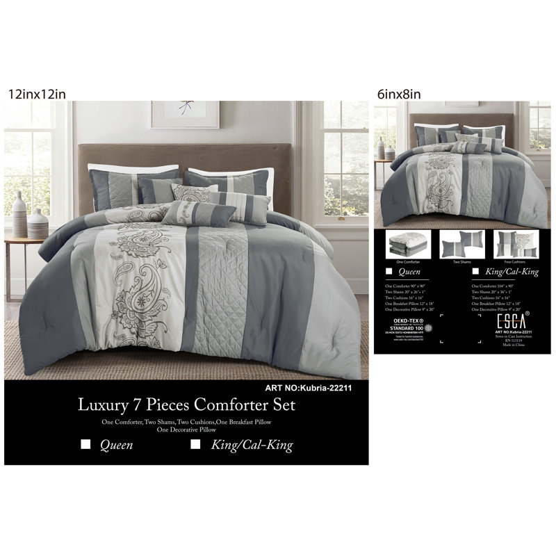 Ornate Traditional Comforter, King Comforter + 6 Additional Pieces
