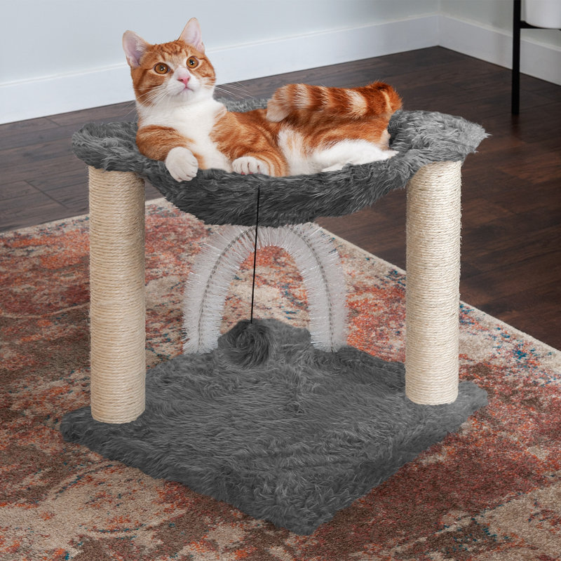15.75" Tall Cat Hammock Scratcher, Gray/Beige
