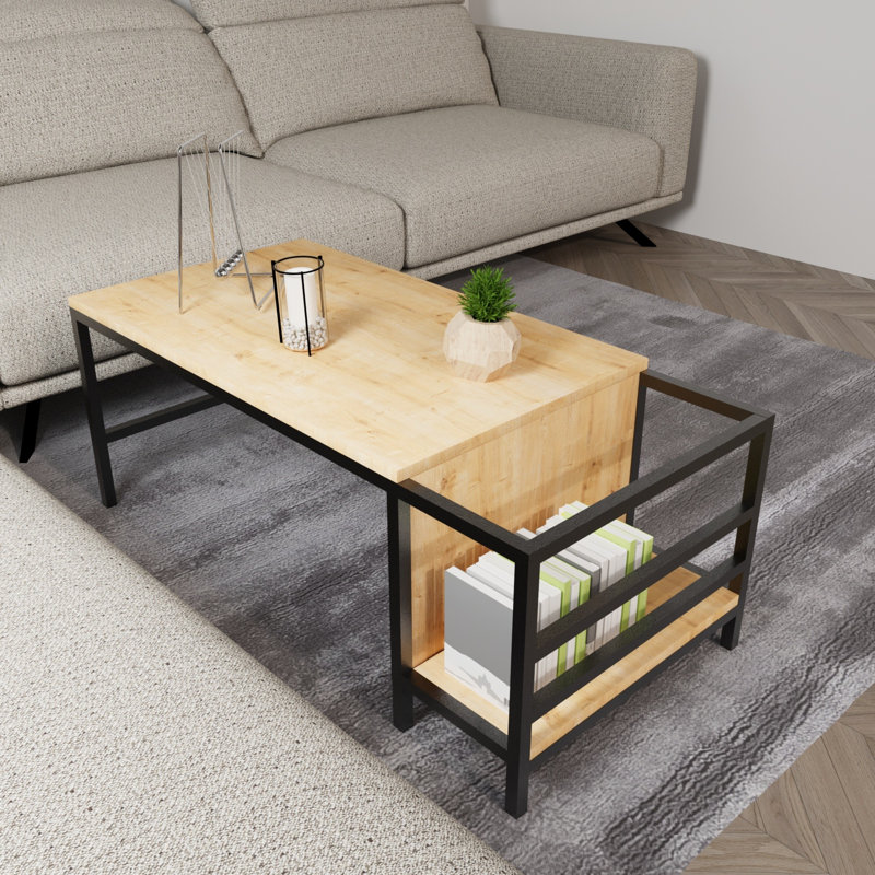 Aliona Coffee Table with Storage, Oak/Black