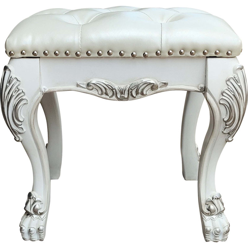 Bone White Finish Vanity Stool