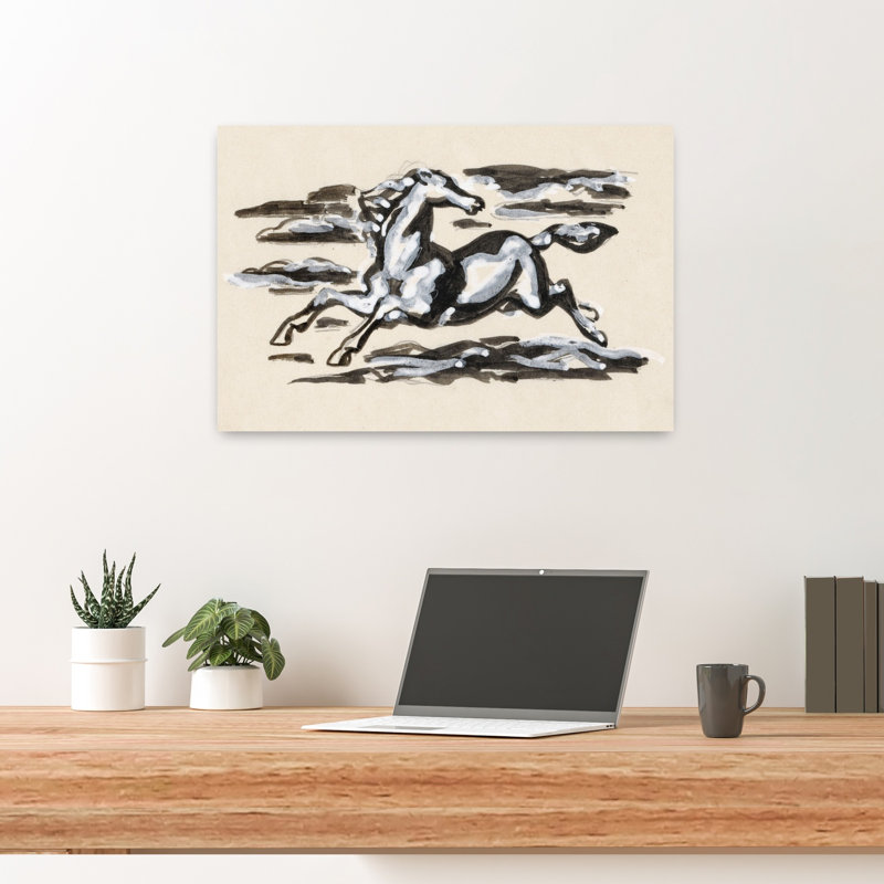 Art contemporain Art cheval contemporain, H 16 po x l 24 po