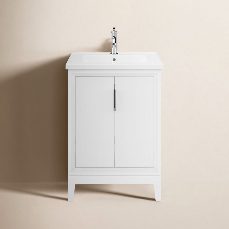 Ensemble de meuble-lavabo simple 25 po Finck, Blanc pur, Argent