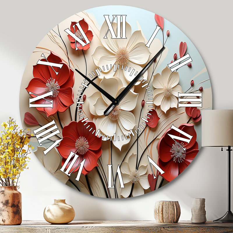 Horloge murale rouge et blanche, Grand