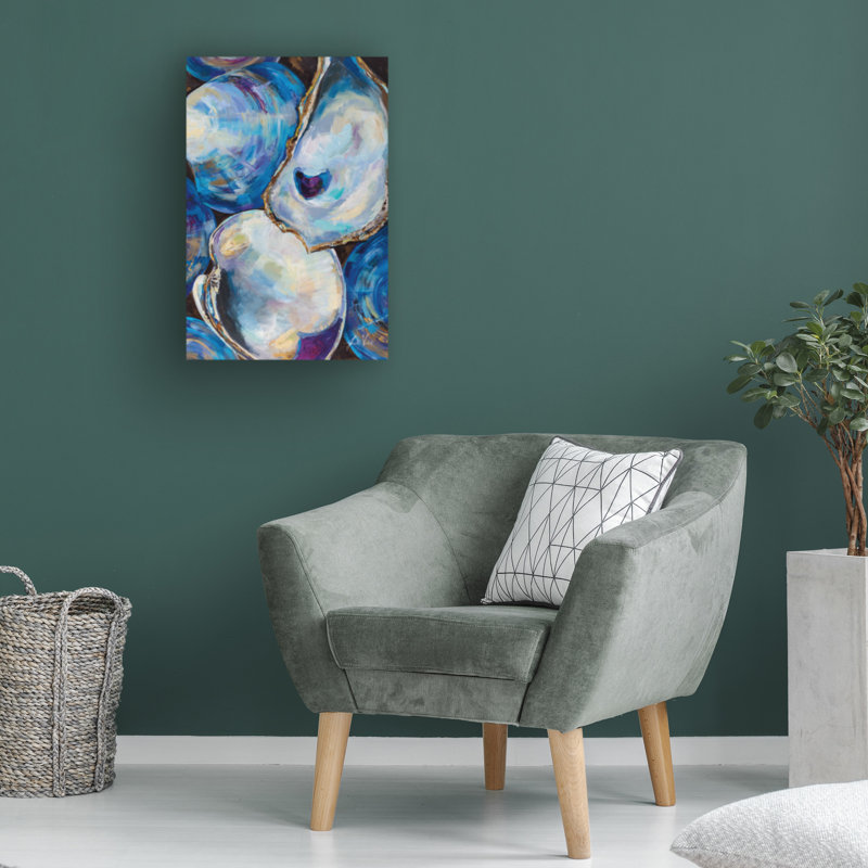 Matunuck Shells White and Blue Abstract Canvas Art