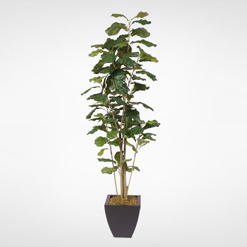 74'' Faux Fiddle Leaf Fig Tree in Metal Planter
