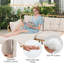 3 Pcs Corner Patio Furniture PE Rattan L-Shaped Cushioned Sofa Set-Beige