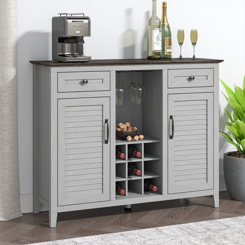 Elishia 47.44'' Farmhouse Bar Cabinet, Gray