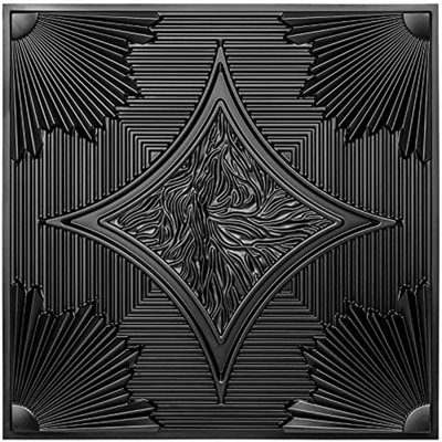 Plastic Ceiling Tiles 2x2 ft - 12 Pack Black, 48 sq ft - Drop Ceiling & Glue Up Ceiling Panels