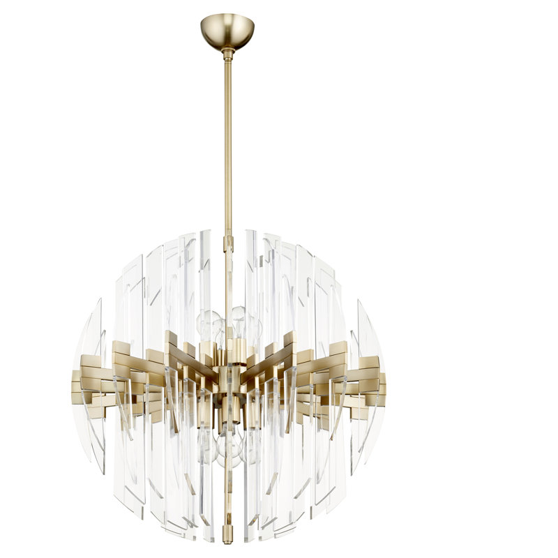 Zion 8 - Light Dimmable Globe Chandelier, Aged Brass