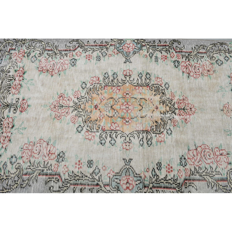 Tapis turc en laine fait à la main avec motif floral de style Oushak pour décoration chic Boho