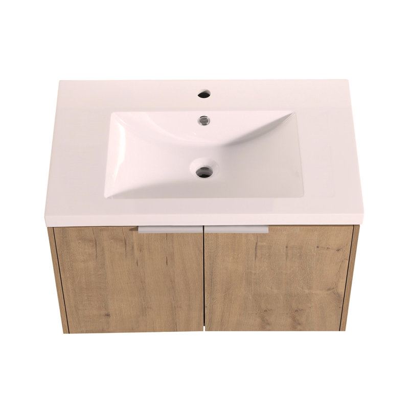 Meuble-lavabo mural 42 po avec lavabo et armoire latérale, portes