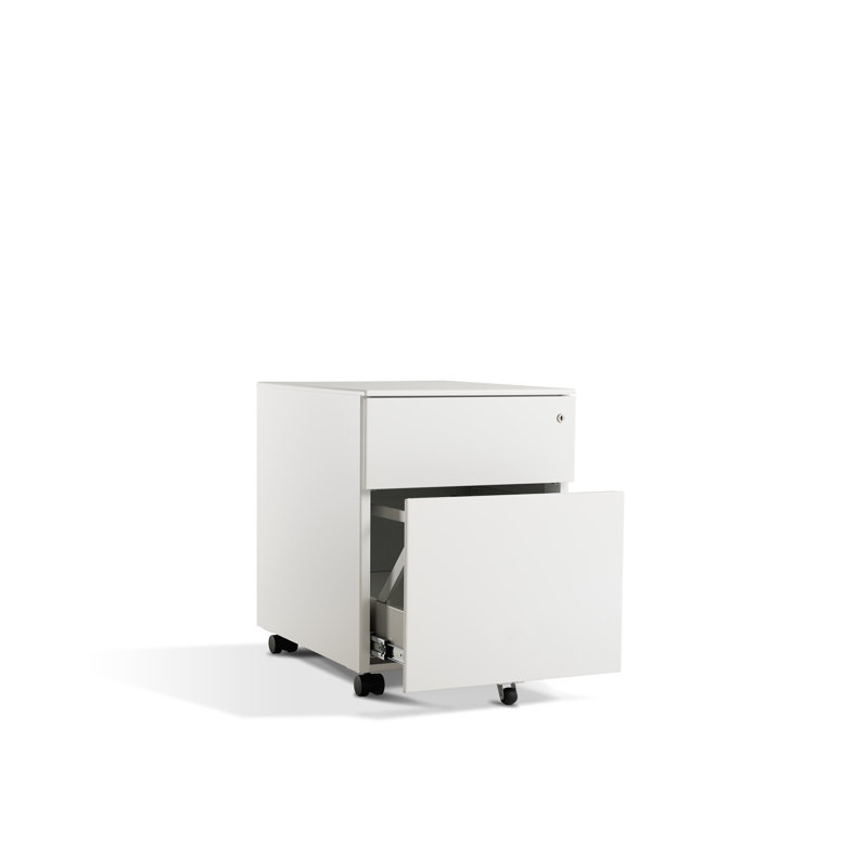 Trudeau 422cm Wide 2 -Drawer Mobile Steel File Cabinet, White