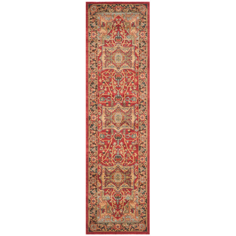 Pennypacker Oriental Natural/Navy Area Rug, Runner 2'2" x 8'