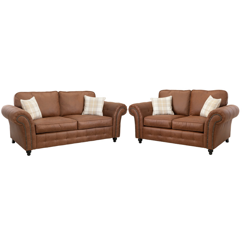 Bodnar 2 - Piece Faux Leather Living Room Set, Brown