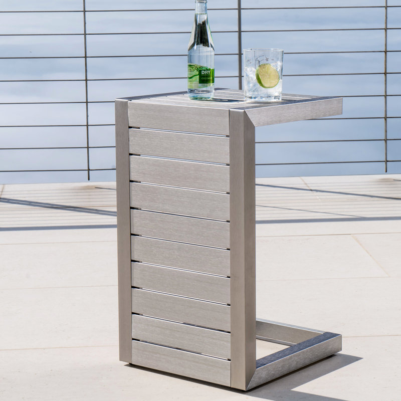 Versatile Outdoor Side Table In Aluminum - Chic & Practical With Frame Sleek Design