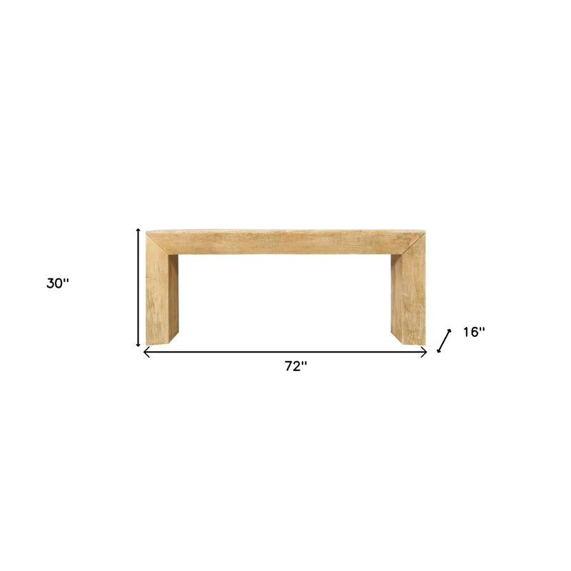 72" Natural Solid Wood Distressed Frame Console Table