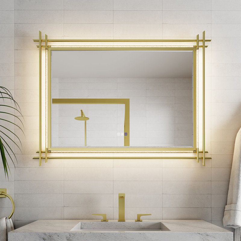 Miroir de salle de bain à DEL LumiBubbles, 36 po x 48 po, Doré