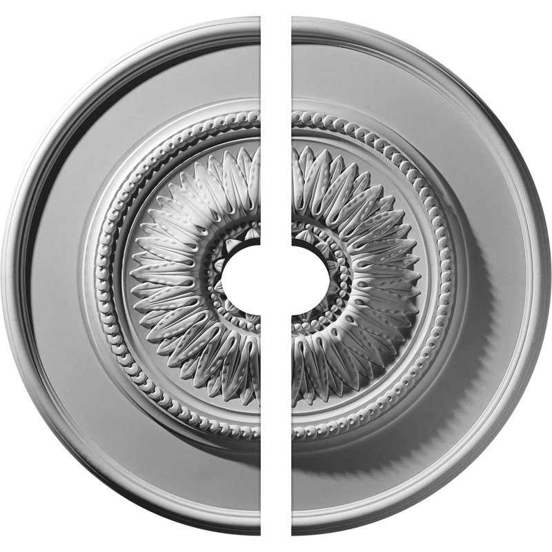 Endurathane Floral Ceiling Medallion, 23 1/2"OD x 3 1/2"ID x 2 3/4"P (Fits Canopies up to 3 1/2"), Two Piece, Factory Primed