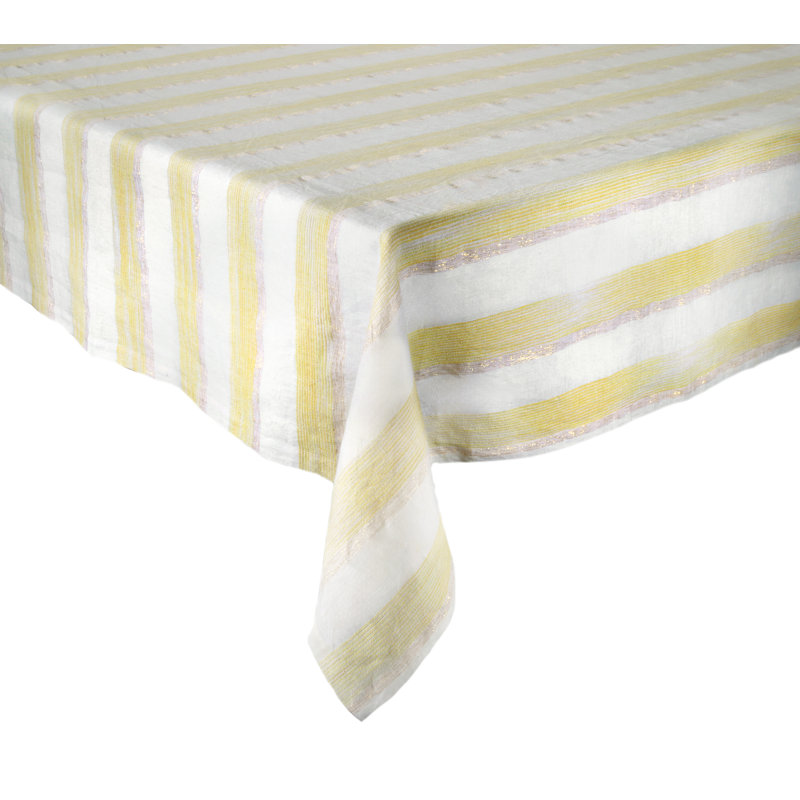 Broad Stripe Tablecloth, Yellow Striped