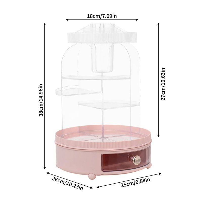 Plastic Makeup Organiser, White/Pink
