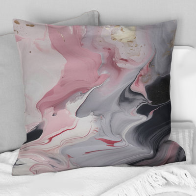 Solid Marble Paint Artwork II - Abstract Marble Printed Throw Pillow