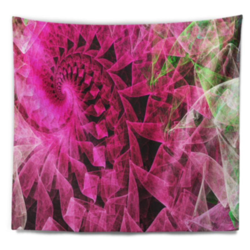 Tapisserie kaléidoscope en spirale rose abstract, H 50 po x l 60 po