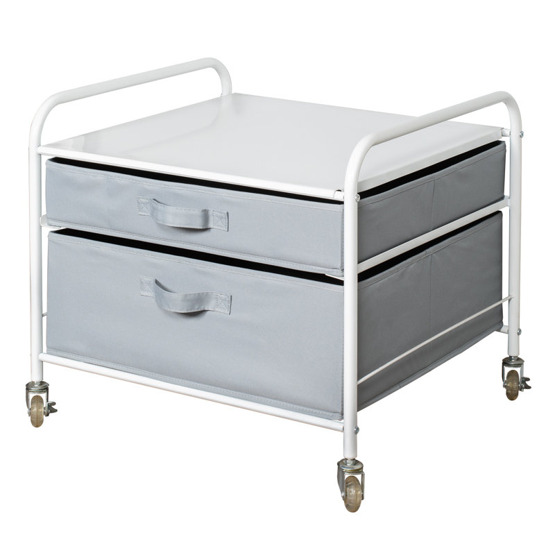 Fridge Stand Supreme 2 Drawer Storage Chest, White/Light Gray