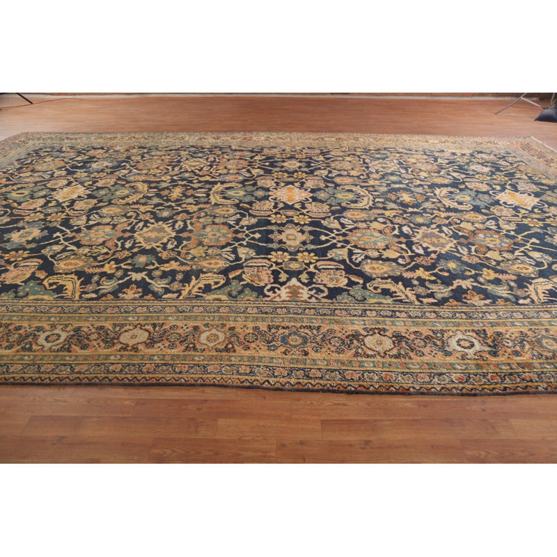 Tapis traditionnel pré-1900 à teinture végétale antique 12 x 19