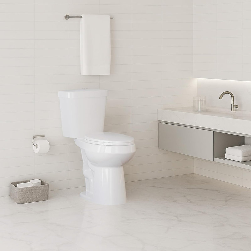 19" Comfort Height Elongated Two-Piece Toilet, Dual Push-Button Flush, 1000g MAP High-Efficiency, Soft-Close Seat, 12" Rough-In, ADA Compliant