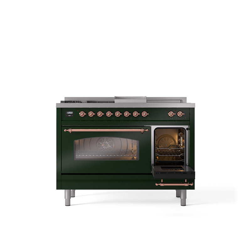 ILVE Nostalgie II 48 Dual Fuel Range, Emerald Green/Copper, Natural Gas