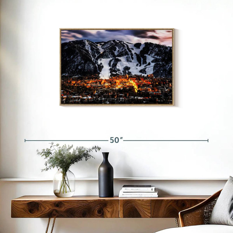 Aspen la nuit, Cadre flottant en bois naturel, 31 po x 21 po