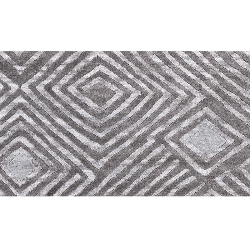 Hand Knotted Geometric Area Rug in Charcoal, Rectangle 9' x 12'