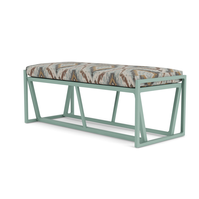 Summit Outdoor Dining Bench, Sea Glass, Yoko Mist